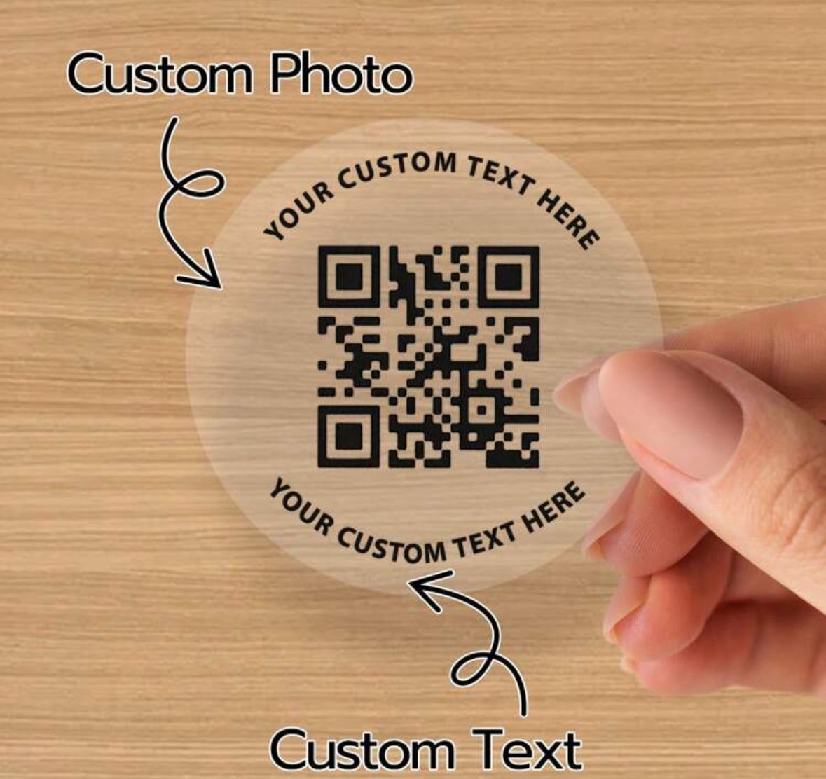 Sticker transparente personalizado con Codigo QR por CELUXESTUDIO